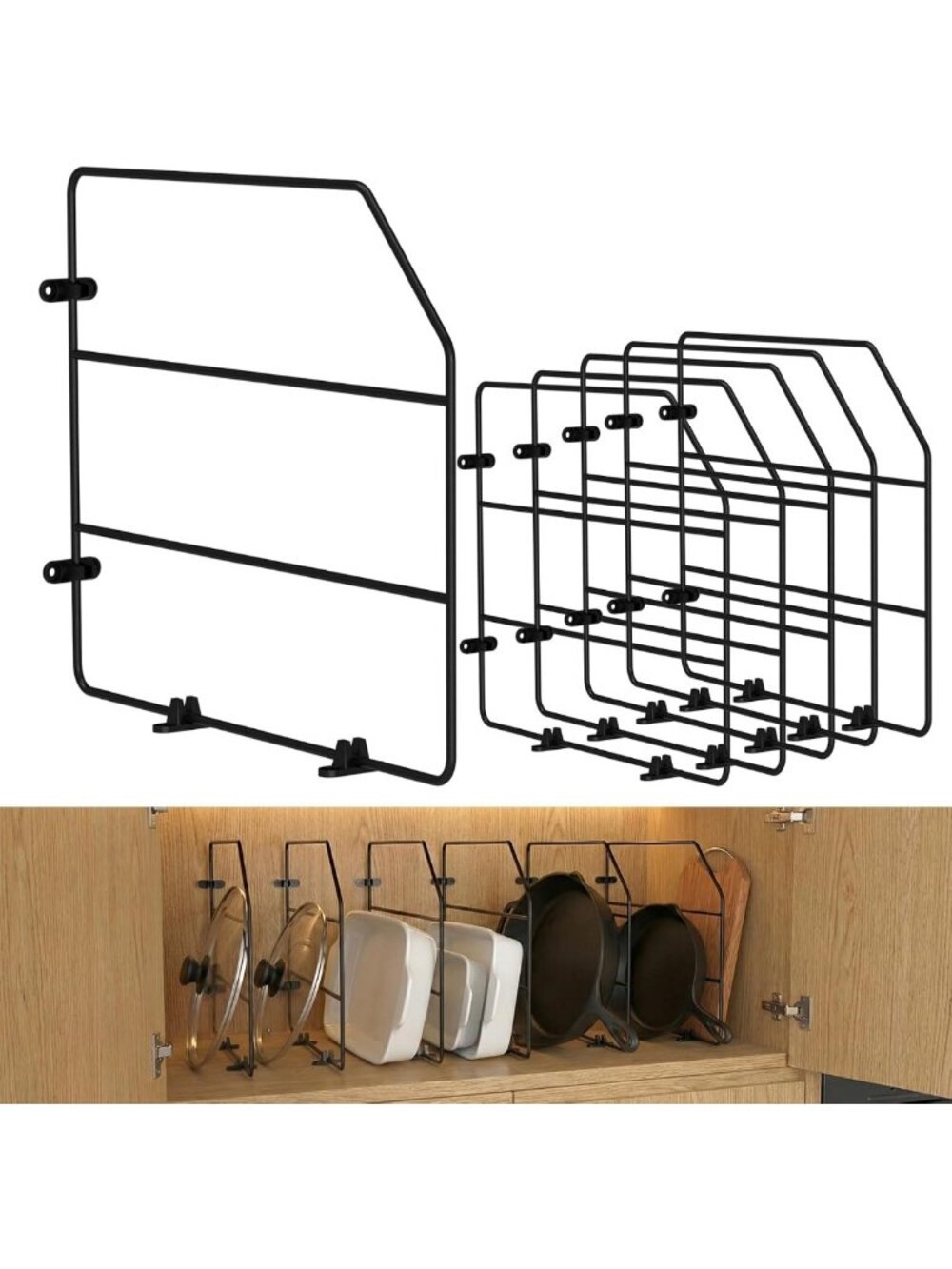 Baking Sheet Organizer Set of 6 - Vertical Tray Dividers for Kitchen Storage